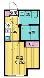 フローライト北千住 1Kの間取図画像