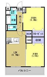 ソレイユ武蔵ヶ丘 3階2LDKの間取り
