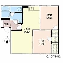 ドエル八幡　Ｂ棟 B0102 ｜ 大分県大分市横田２丁目9-16（賃貸アパート2LDK・1階・54.34㎡） その2