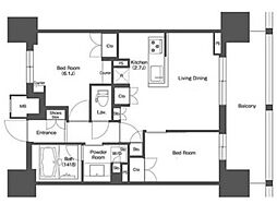 LIBRGRANT西新宿WEST 2LDKの間取図画像