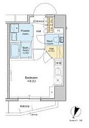 プラウドフラット西日暮里ディアージュ 4階ワンルームの間取り