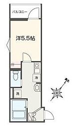 MELLAS武蔵藤沢 1Kの間取図画像