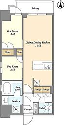 SEASONFLATS菊川WEST 2LDKの間取図画像