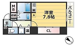 AXiS神戸みなと元町 4階ワンルームの間取り