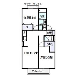 ミルキーウェイ 2LDKの間取図画像