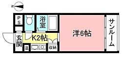 第5双洋ビル 1Kの間取図画像