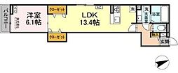 D-ROOM八幡町 2階1LDKの間取り