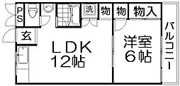 メゾン枚方 1LDKの間取図画像