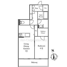 FLAT池田山 1LDKの間取図画像