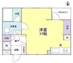 パティオ自由が丘 1階ワンルームの間取り