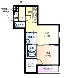 フジパレス堺三国ヶ丘2番館 1LDKの間取図画像