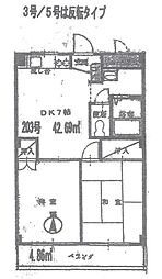サンジュエール二番館 2DKの間取図画像