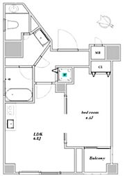レックス赤坂レジデンス 1LDKの間取図画像