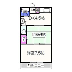マンション源 2DKの間取図画像