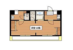 大産樋井川マンション 415 4階1Kの間取り