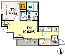 アムール東向島 1LDKの間取図画像