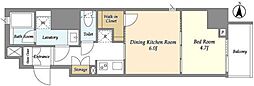 ラティエラ四谷 1DKの間取図画像