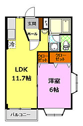 メゾン・セレッソ 1LDKの間取図画像