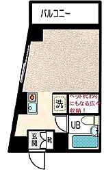 リーフビル ワンルームの間取図画像