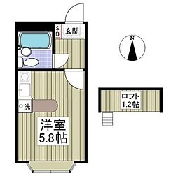 ベルピア川越1-2 ワンルームの間取図画像