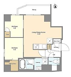 グランカーサ上野松が谷 2階2LDKの間取り