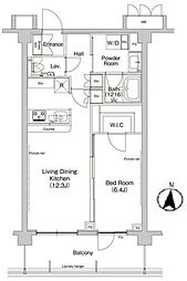 ヒューリックレジデンス新宿戸山 1LDKの間取図画像