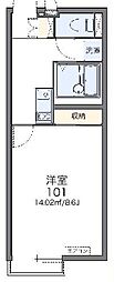 レオネクストクレディ 1Kの間取図画像
