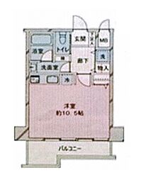 藤和白金台コープ 3階ワンルームの間取り