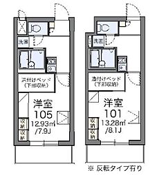 レオパレスウィステリア2 1Kの間取図画像