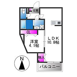 ジーメゾン松原天美南 1LDKの間取図画像