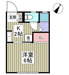 ジュネス狭山1号館 1Kの間取図画像