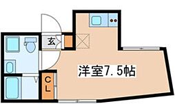 クオリア渋谷本町 3階ワンルームの間取り