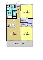 メゾンシュシュ 2LDKの間取図画像