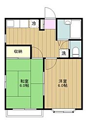 サンハイムII 2階2Kの間取り