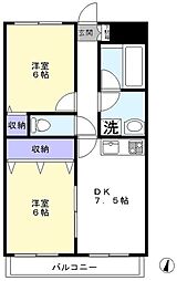 サントラル・ヴィラージュ 2DKの間取図画像
