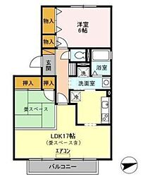 エーデルハイムA 1LDKの間取図画像