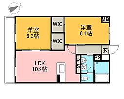 アビタシオン 2LDKの間取図画像