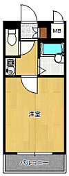 ロマネスク井尻第2 1Kの間取図画像