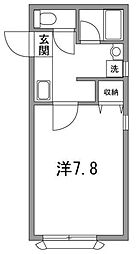 コンフォート赤坂I 2階1Kの間取り