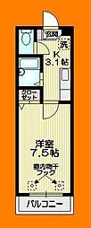 Ｃｈｒｙｓａｎｔｈ 1階1Kの間取り