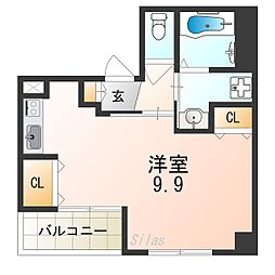 ヴィラペントハウス堺東 ワンルームの間取図画像