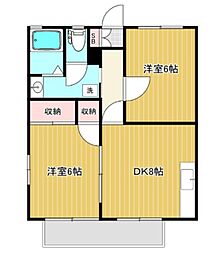 第6登陽コーポ 2DKの間取図画像