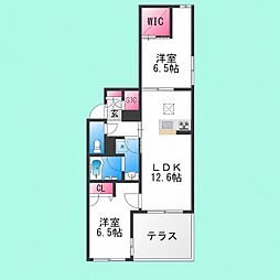 シャーメゾンラカーサフェリス 2LDKの間取図画像