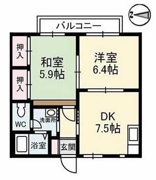メゾン・セフィラ　Ｂ棟 B0202｜高知県高知市横浜西町(賃貸アパート2DK・2階・46.11㎡)の写真 その2
