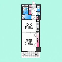 セントラル堺東 1DKの間取図画像