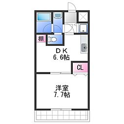 フジパレス式内町3番館 1DKの間取図画像