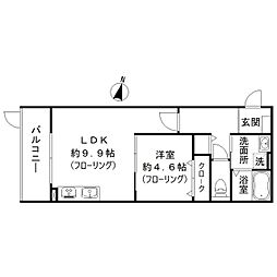 MOCXION御影 1LDKの間取図画像