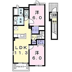 レ・セーナ1 2LDKの間取図画像