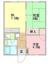 メゾン松見台 2DKの間取図画像