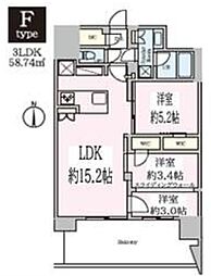 クレストコート東陽町 3LDKの間取図画像